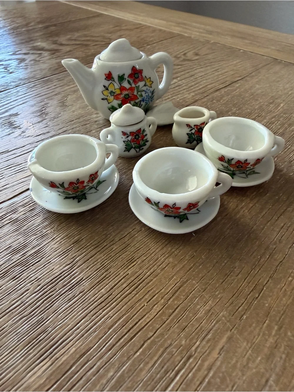 Vintage Miniature Porcelain Tea Set Made in Japan, Floral Pattern, 12 piece, EUC - Picture 12 of 14